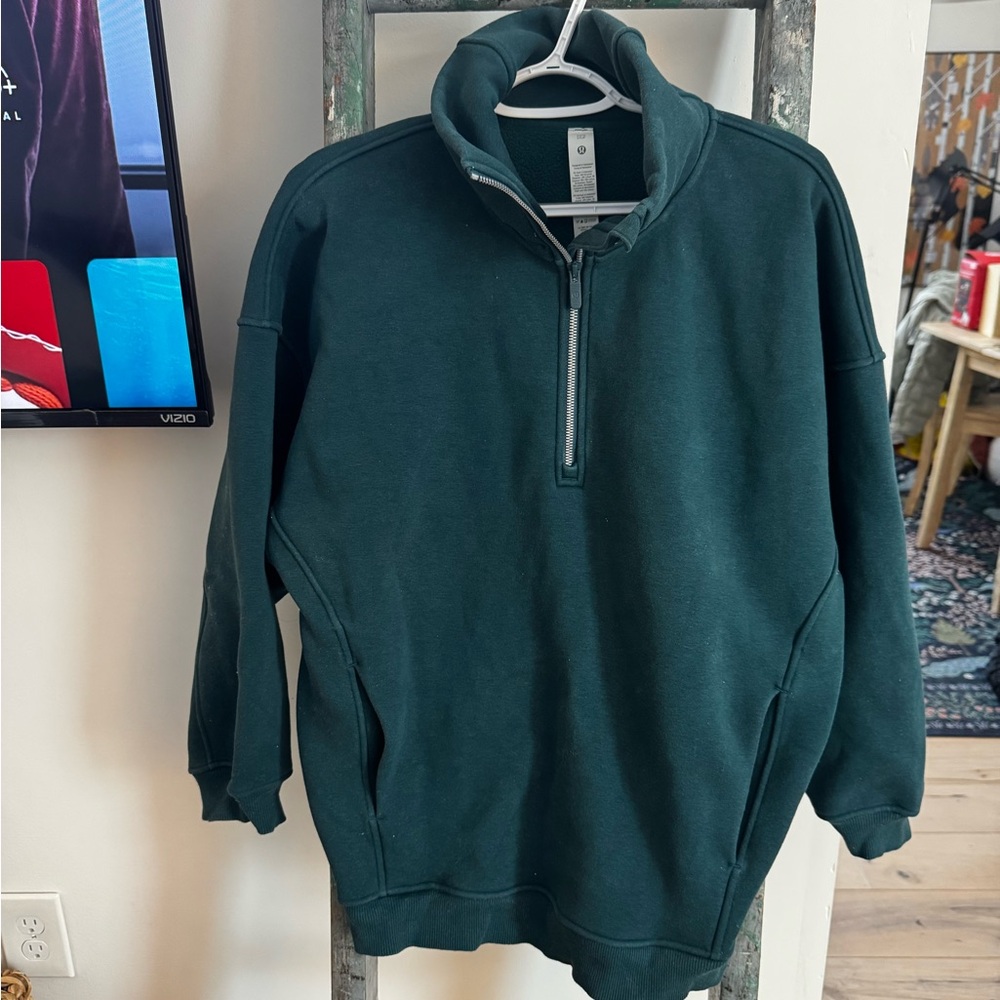 lululemon athletica women’s Dark Green Zip-Up Sweater